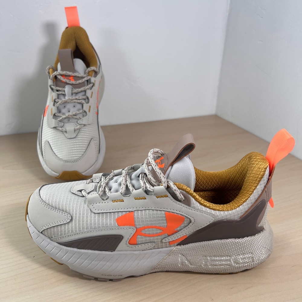 Under Armour HOVR Mega 3 Women 8.5 Grey Orange Running Shoes 3026629-102